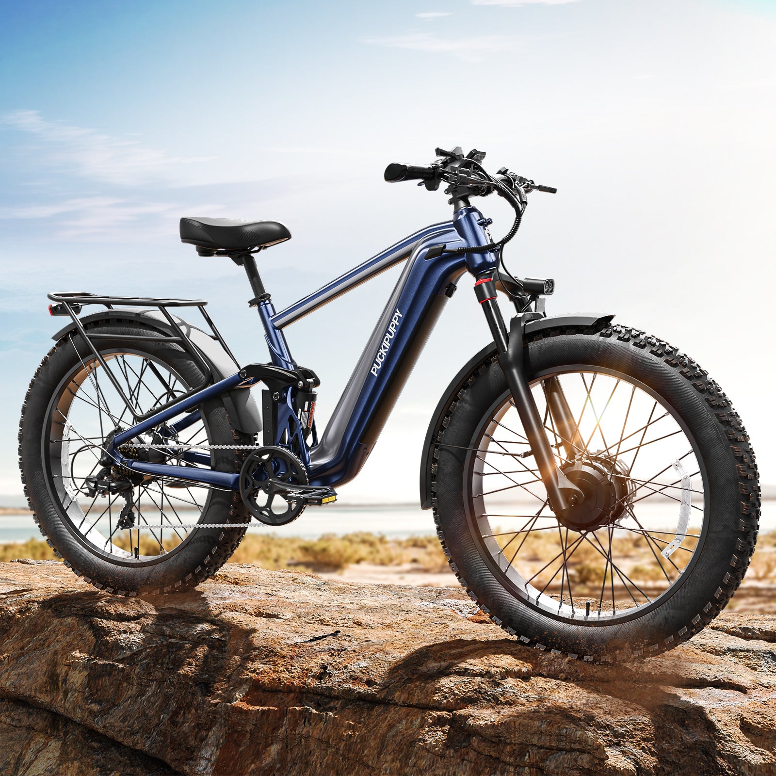 PUCKIPUPPY Dual Motor Electric Bike for Adults 1600W Peak up to 80Miles Range 28mph Max Speed 26