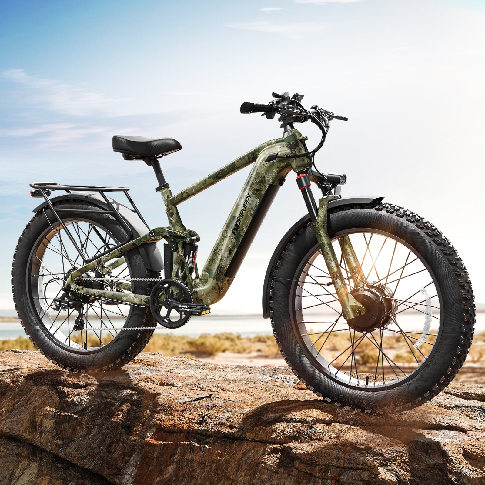 PUCKIPUPPY Dual Motor Electric Bike for Adults 1600W Peak up to 80Miles Range 28mph Max Speed 26