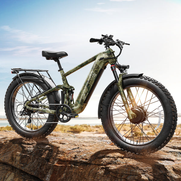 PUCKIPUPPY Dual Motor Electric Bike for Adults 1600W Peak up to 80Miles Range 28mph Max Speed 26