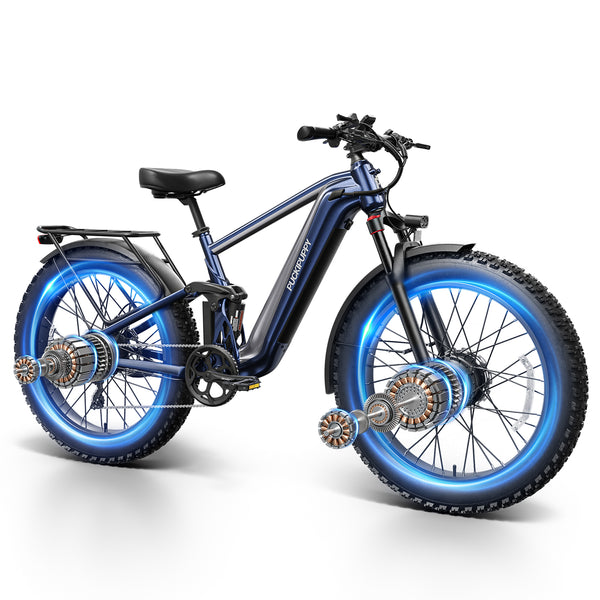 PUCKIPUPPY Dual Motor Electric Bike for Adults 1600W Peak up to 80Miles Range 28mph Max Speed 26