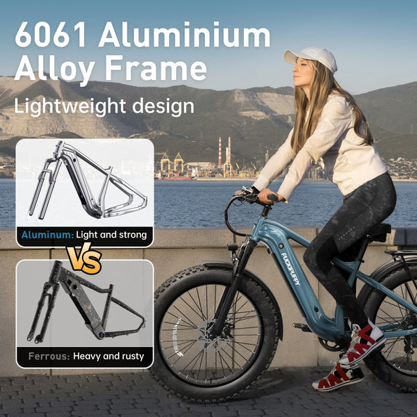 PUCKIPUPPY Electric Bike for Adults 28mph Top Speed 60Miles Max Range 960W Peak 26