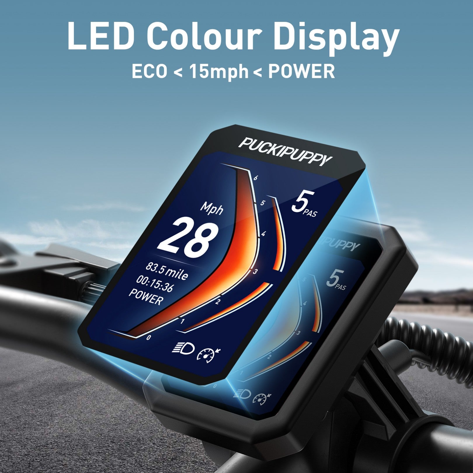 PUCKIPUPPY Electric Bike for Adults 28mph Top Speed 60Miles Max Range 960W Peak 26