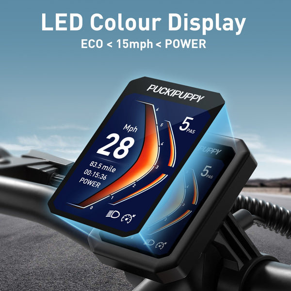 PUCKIPUPPY Electric Bike for Adults 28mph Top Speed 60Miles Max Range 960W Peak 26