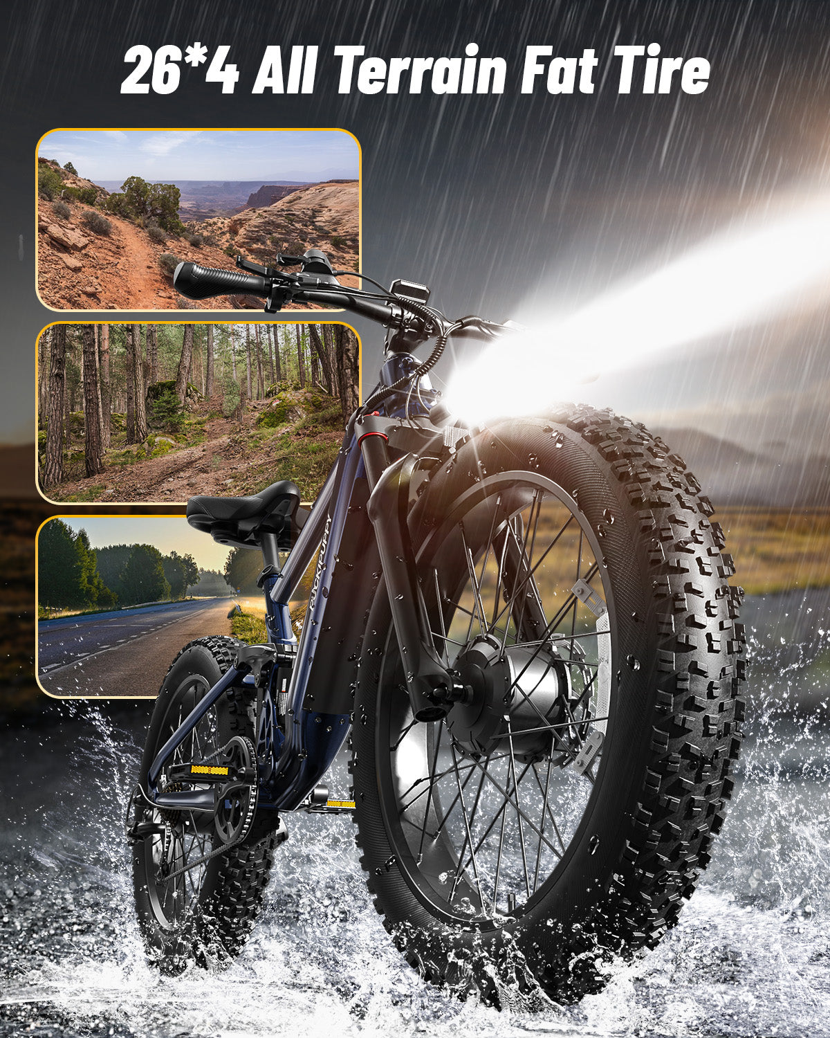PUCKIPUPPY Dual Motor Electric Bike for Adults 1600W Peak up to 80Miles Range 28mph Max Speed 26