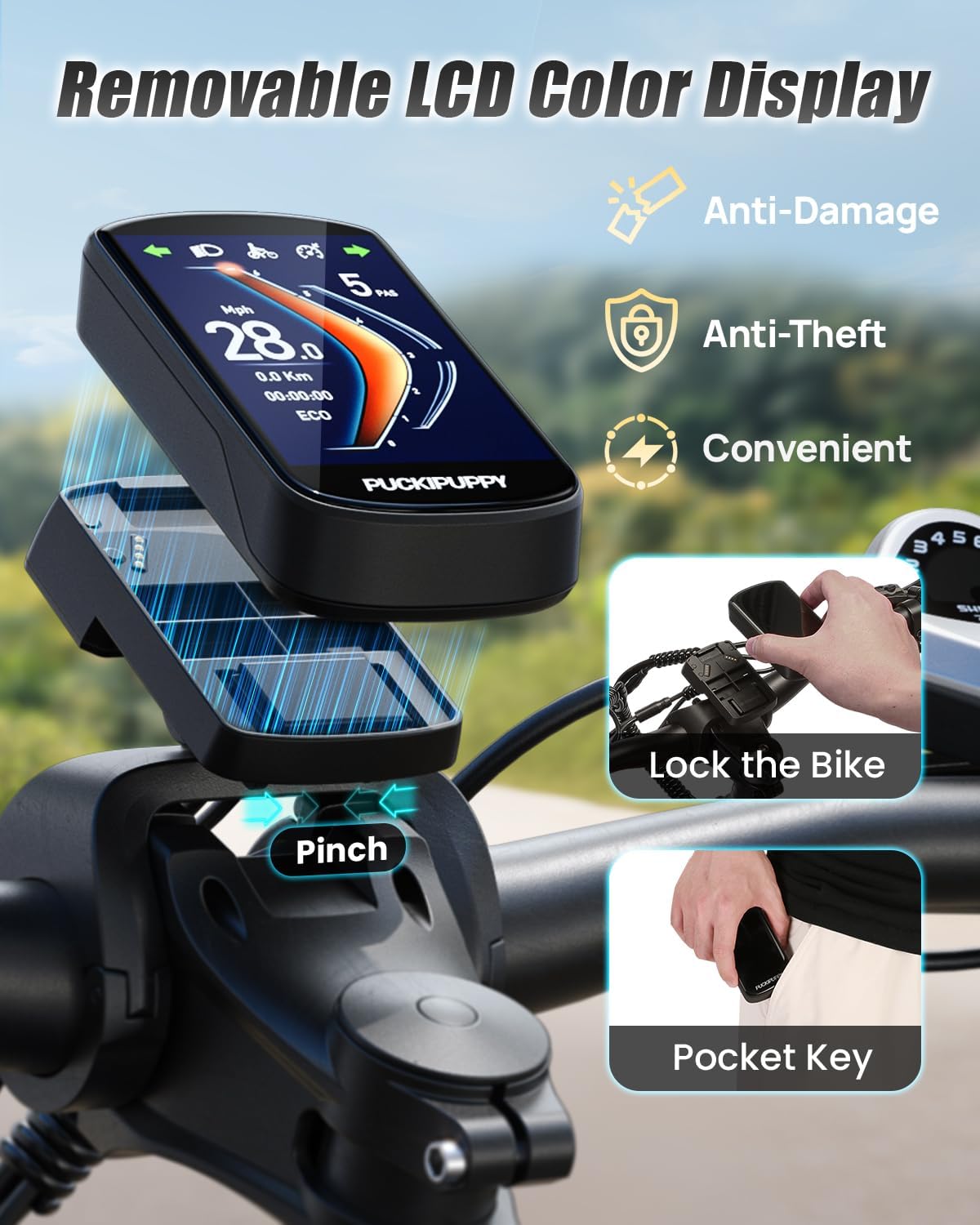 PUCKIPUPPY Dual Motor Electric Bike for Adults 1600W Peak up to 80Miles Range 28mph Max Speed 26