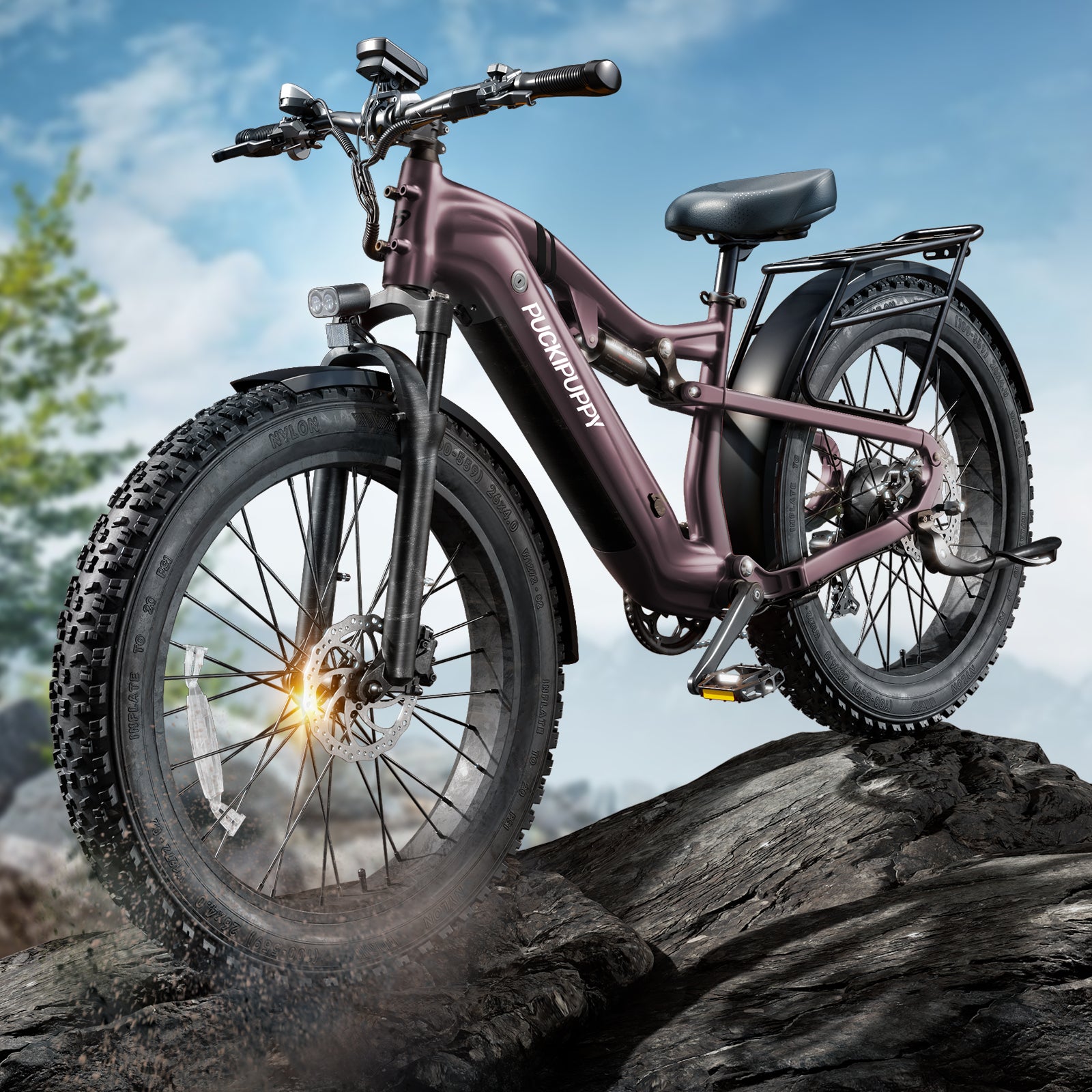 PUCKIPUPPY Electric Bikes for Adults 28 mph 1350W Peak 26