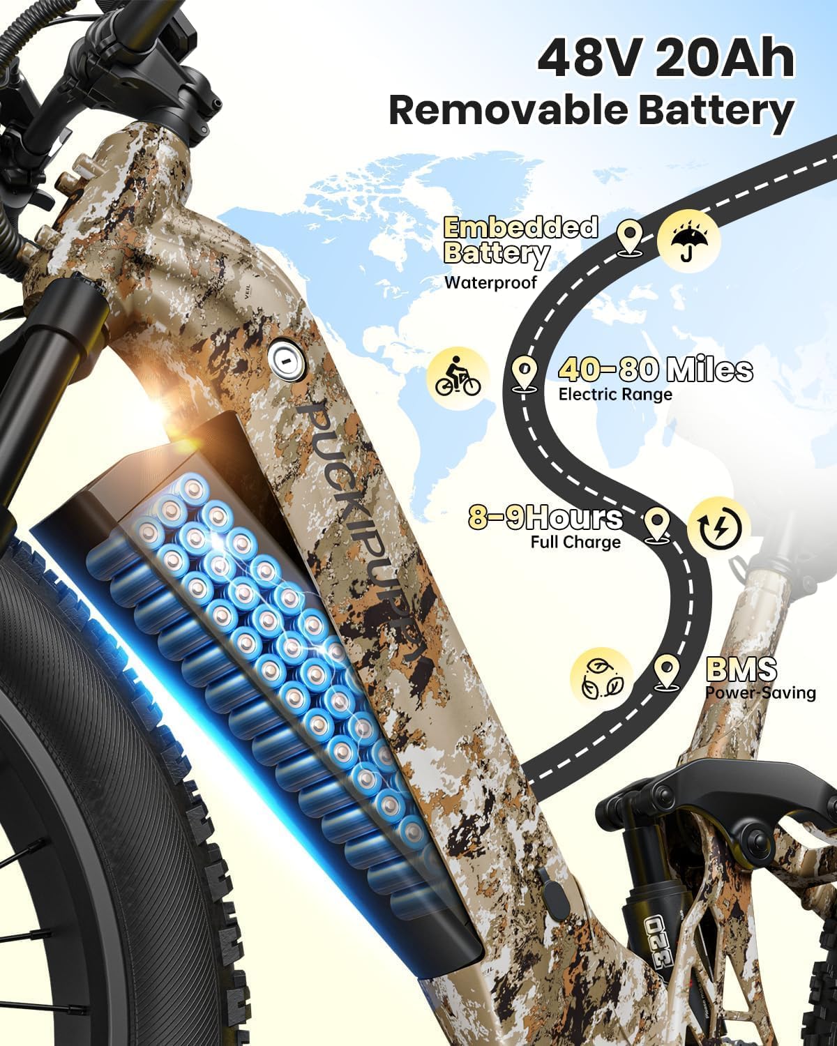 PUCKIPUPPY Electric Bikes for Adults 26