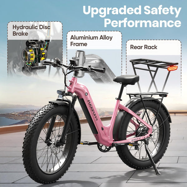 PUCKIPUPPY 960W Peak Electric Bike for Adults Step Through E-Bike 28mph Max Speed 60Miles Range 26