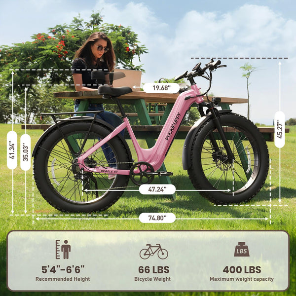 PUCKIPUPPY 960W Peak Electric Bike for Adults Step Through E-Bike 28mph Max Speed 60Miles Range 26