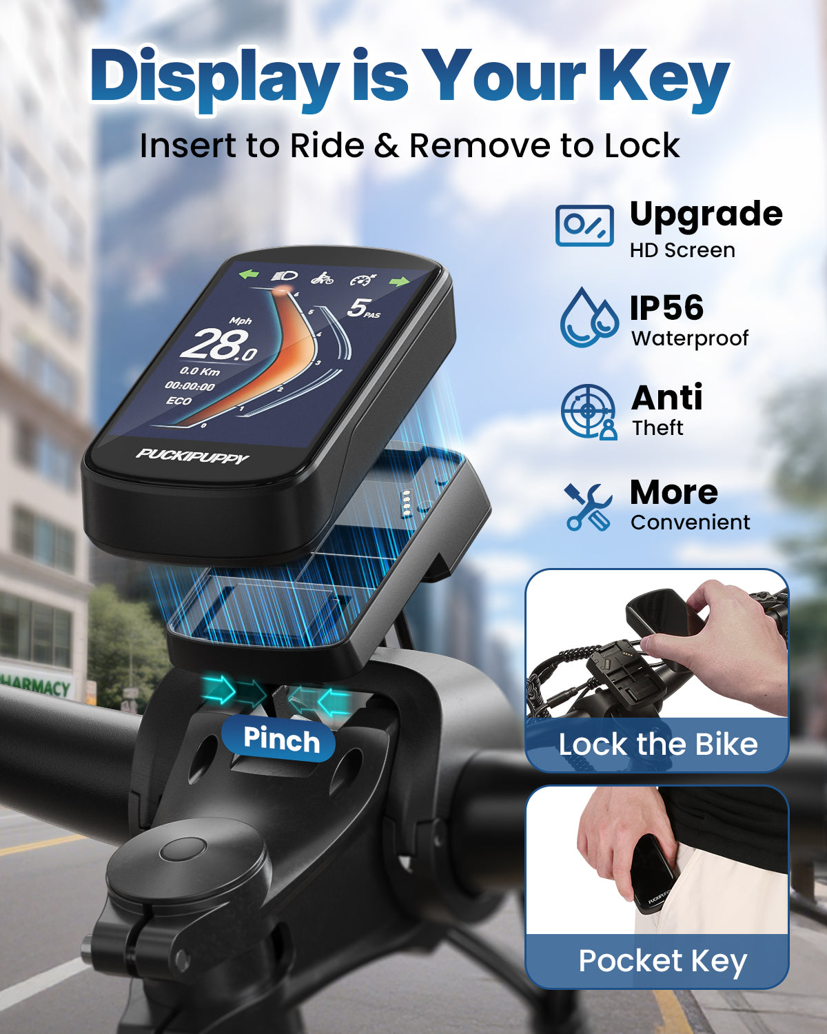 PUCKIPUPPY Electric Bikes for Adults 28 mph 1350W Peak 26