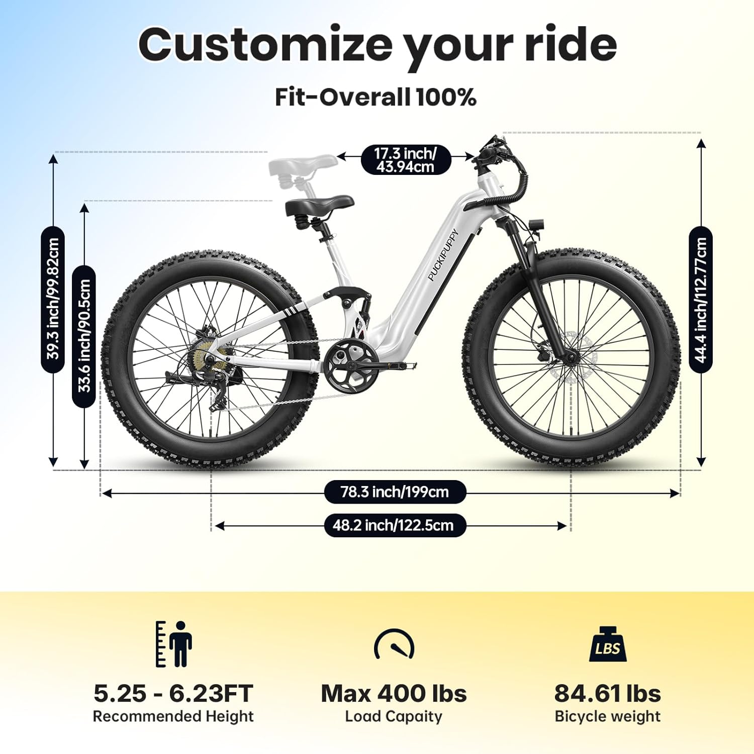 PUCKIPUPPY Electric Bikes for Adults 26